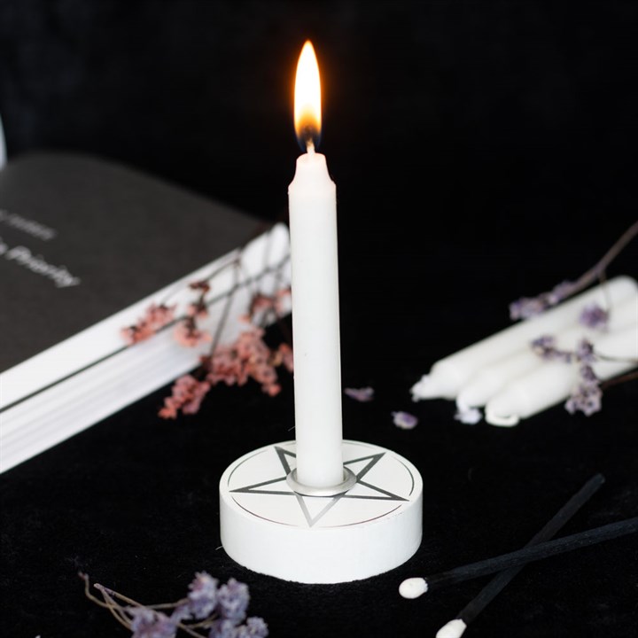 SD Spell Candle Holder White Pentagram