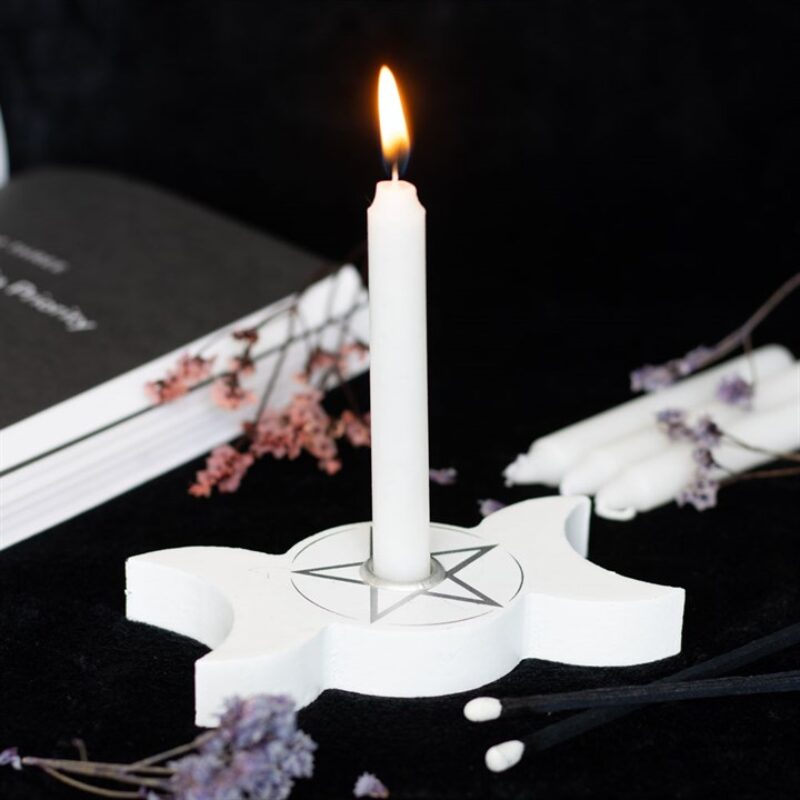 SD Spell Candle Holder White Triple Moon