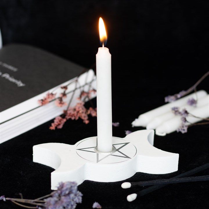 SD Spell Candle Holder White Triple Moon