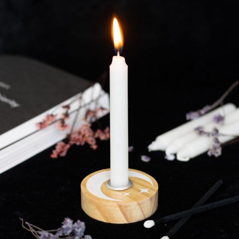SD Spell Candle Holder Wood Moon