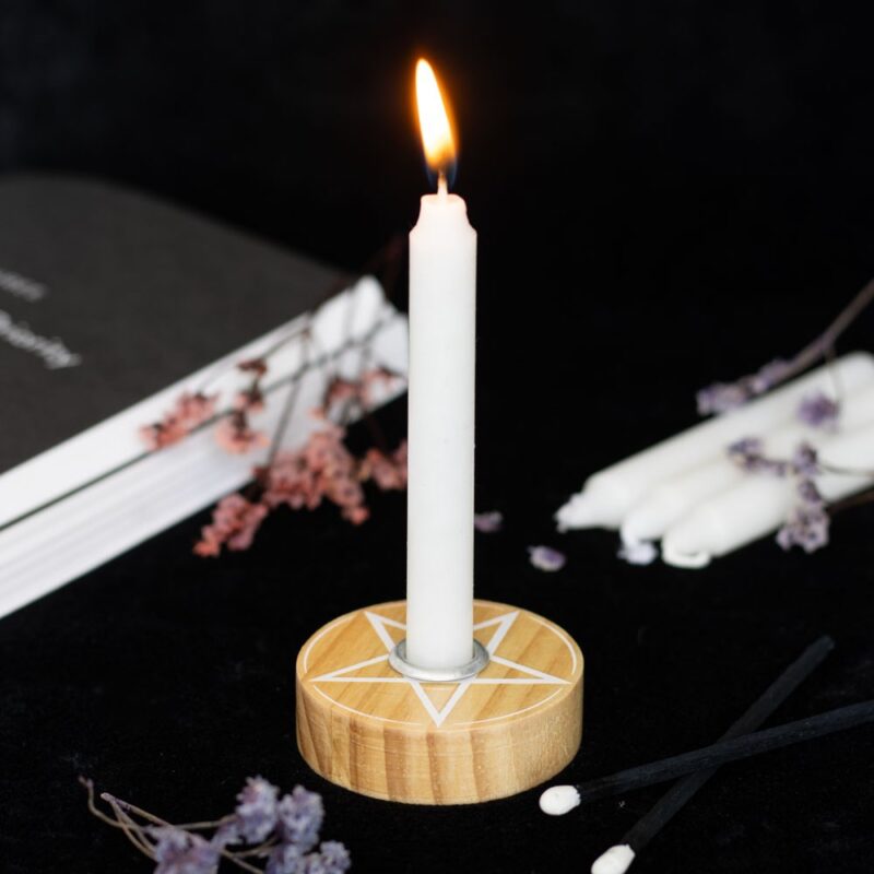 SD Spell Candle Holder Wood Pentagram