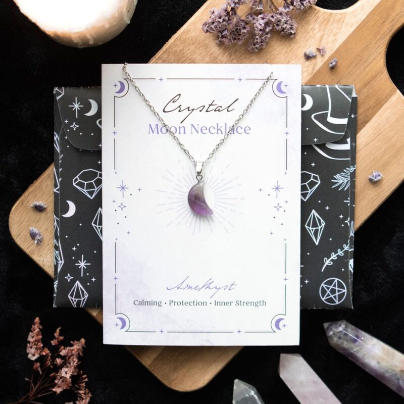 SD Crystal Moon Necklace Amethyst