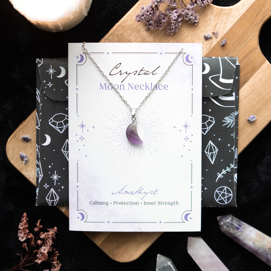 SD Crystal Moon Necklace Amethyst