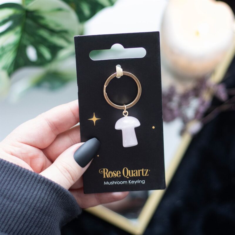 SD Crystal Mushroom Keyring Rose Quartz