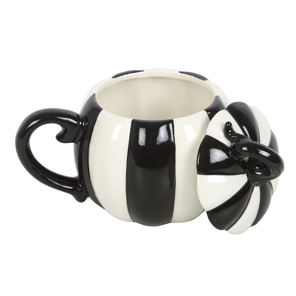 SD Black and White Striped Pumpkin Mug 2